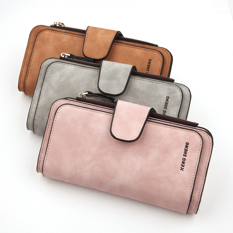 Női pénztárca PU bőrből, városi minimalist stílus, egyszínű minta, poliészter bélés, mindennapi használat