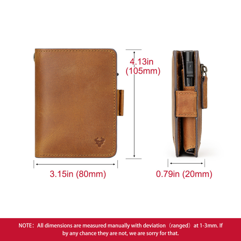 Kortelių dėklas iš tikros odos su RFID blokavimu, aukšto sluoksnio karvios odos, 1 sulenkimo dizainas, poliesterio įdaila