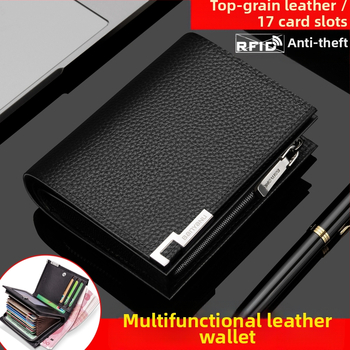 Ban yano мъжки портфейл от естествена кожа — първи слой телешка кожа, ултралек, издръжлив, стил бизнес пътуване