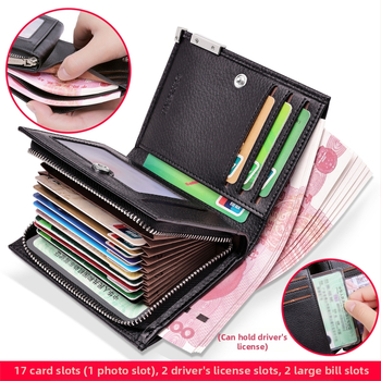 Ban yano мъжки портфейл от естествена кожа — първи слой телешка кожа, ултралек, издръжлив, стил бизнес пътуване