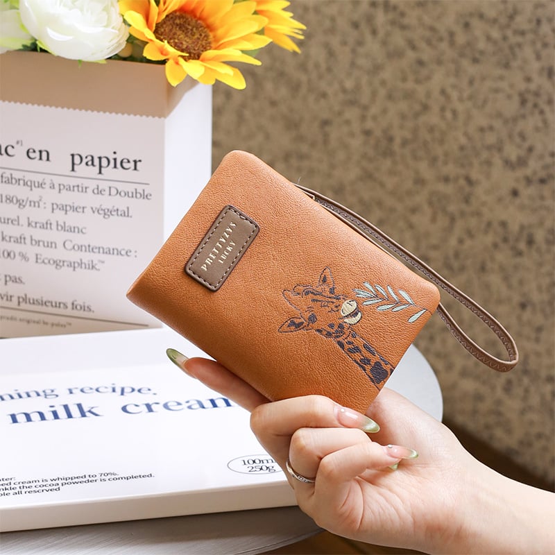 PREETYZYS Γυναικείο PU Πορτοφόλι — Καρτούν Φλώρα Σχέδιο, Κάθετος Φερμουάρ για Κέρματα, Θήκη Καρτών, Επένδυση Πολυεστέρα, Ανεκτικό στη Φθορά