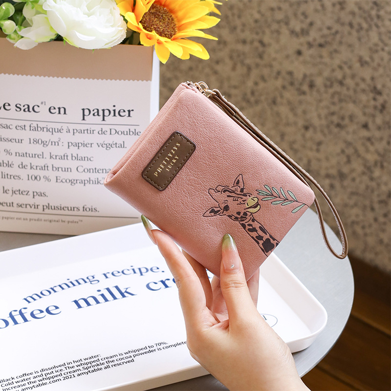 PREETYZYS Γυναικείο PU Πορτοφόλι — Καρτούν Φλώρα Σχέδιο, Κάθετος Φερμουάρ για Κέρματα, Θήκη Καρτών, Επένδυση Πολυεστέρα, Ανεκτικό στη Φθορά