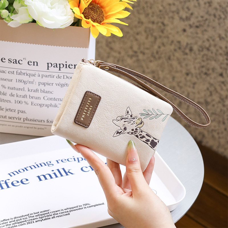 PREETYZYS Γυναικείο PU Πορτοφόλι — Καρτούν Φλώρα Σχέδιο, Κάθετος Φερμουάρ για Κέρματα, Θήκη Καρτών, Επένδυση Πολυεστέρα, Ανεκτικό στη Φθορά