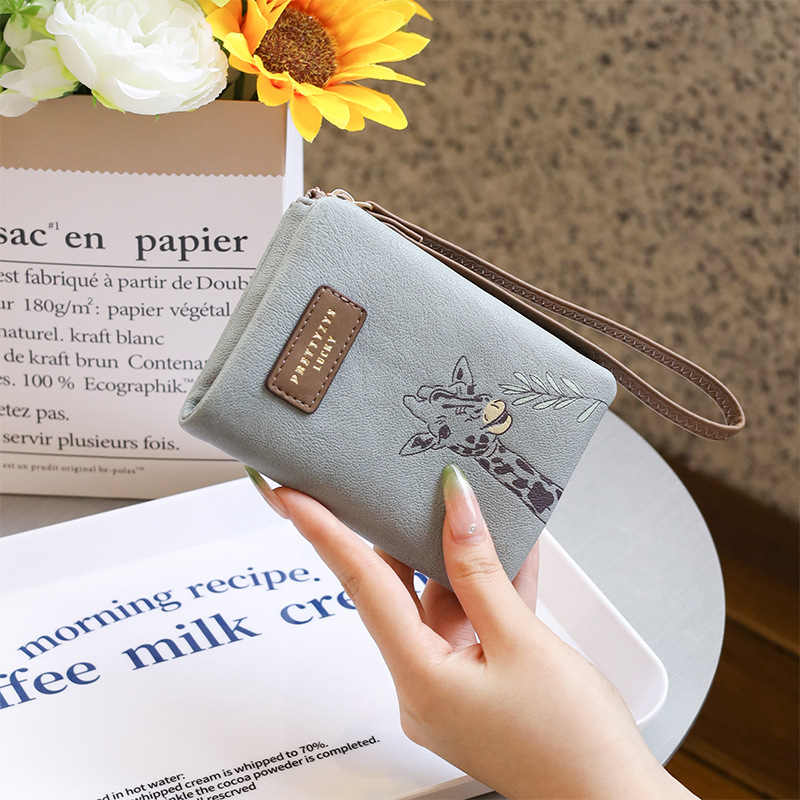 PREETYZYS Γυναικείο PU Πορτοφόλι — Καρτούν Φλώρα Σχέδιο, Κάθετος Φερμουάρ για Κέρματα, Θήκη Καρτών, Επένδυση Πολυεστέρα, Ανεκτικό στη Φθορά