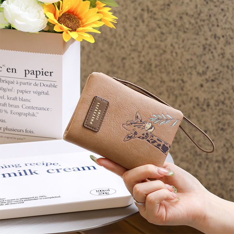 PREETYZYS Γυναικείο PU Πορτοφόλι — Καρτούν Φλώρα Σχέδιο, Κάθετος Φερμουάρ για Κέρματα, Θήκη Καρτών, Επένδυση Πολυεστέρα, Ανεκτικό στη Φθορά