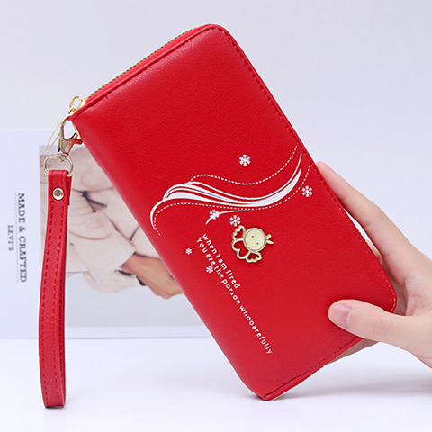 Női hosszú pénztárca cipzárral – egy hajtásos kivitel, vízszintes forma, műbőr, PU bélés, mindennapi használatra