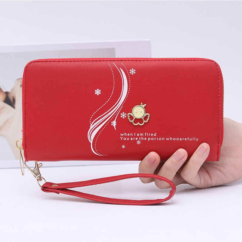 Női hosszú pénztárca cipzárral – egy hajtásos kivitel, vízszintes forma, műbőr, PU bélés, mindennapi használatra