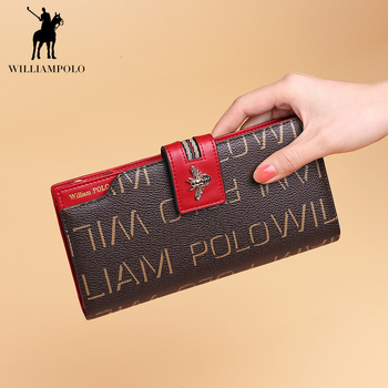 King Paul Γυναικείο μακρύ πορτοφόλι με σχέδιο κατά της κλοπής, μεγάλη χωρητικότητα, PVC