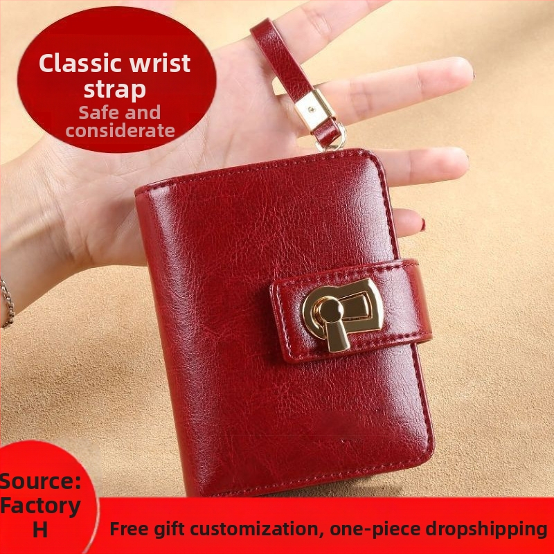 Moteriška piniginė trumpu stiliumi, PU oda, daug kortelių skyrių, monetų kišenė, didelis talpa, Korėjos stiliaus dizainas