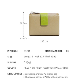 Női PU-bifold pénztárca több kártyatartóval, vízálló, ultra-könnyű