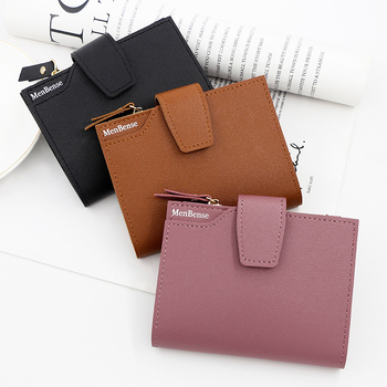 Koreai stílusú női pénztárca PU bőrrel, snap és cipzár nyitással, érme- és kártyatartó, mindennapi használatra