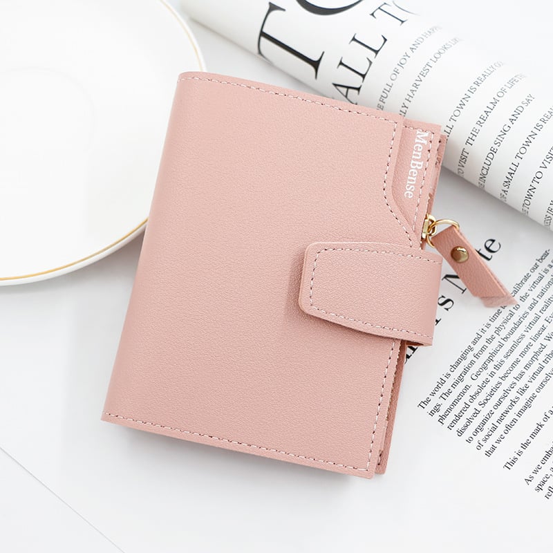 Koreai stílusú női pénztárca PU bőrrel, snap és cipzár nyitással, érme- és kártyatartó, mindennapi használatra