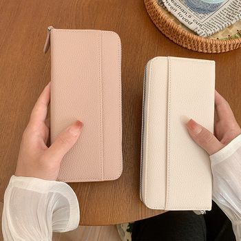 Hosszú PU női pénztárca – városi minimalista stílus, poliészter bélés, lopás elleni védelem