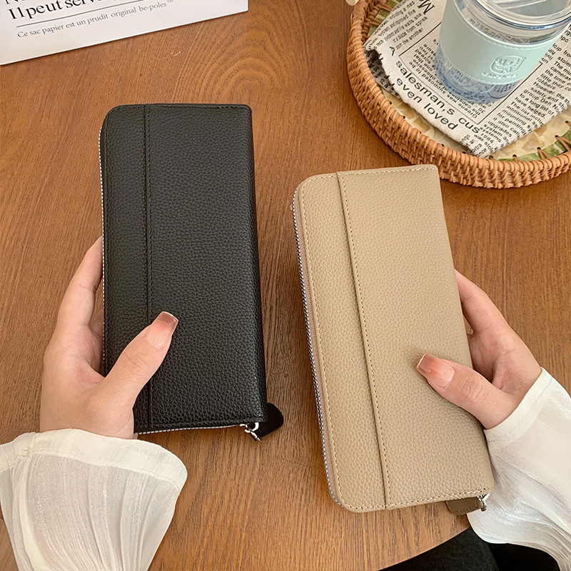 Hosszú PU női pénztárca – városi minimalista stílus, poliészter bélés, lopás elleni védelem