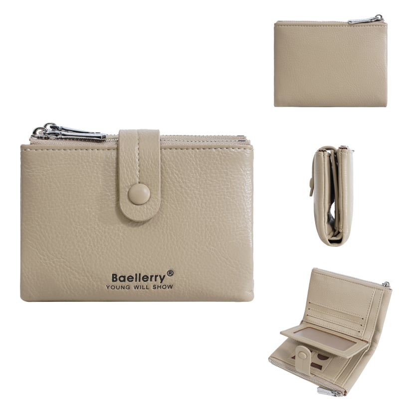 Női pénztárca kártyatartóval, PU bőr, kétoldalas cipzár, városi egyszerű stílus, poliészter bélés