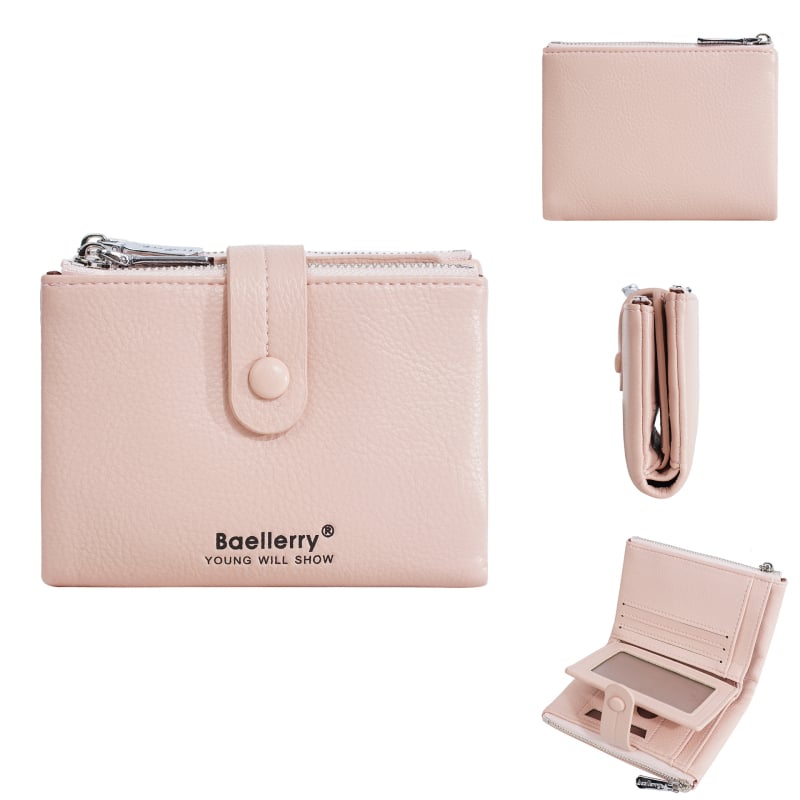 Női pénztárca kártyatartóval, PU bőr, kétoldalas cipzár, városi egyszerű stílus, poliészter bélés