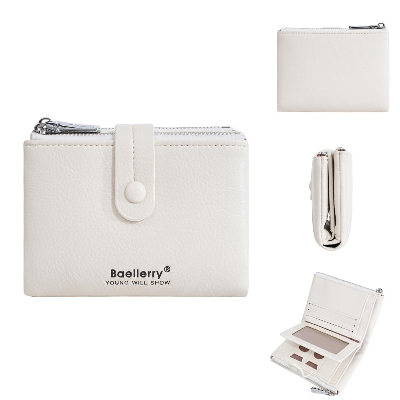 Női pénztárca kártyatartóval, PU bőr, kétoldalas cipzár, városi egyszerű stílus, poliészter bélés