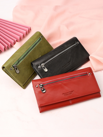 BP838 Női valódi bőr clutch-pénztárca, felső réteg marhabőr, egyszínű dizájn, poliészter bélés, városi stílus, nagy kapacitás, HUMERPAUL