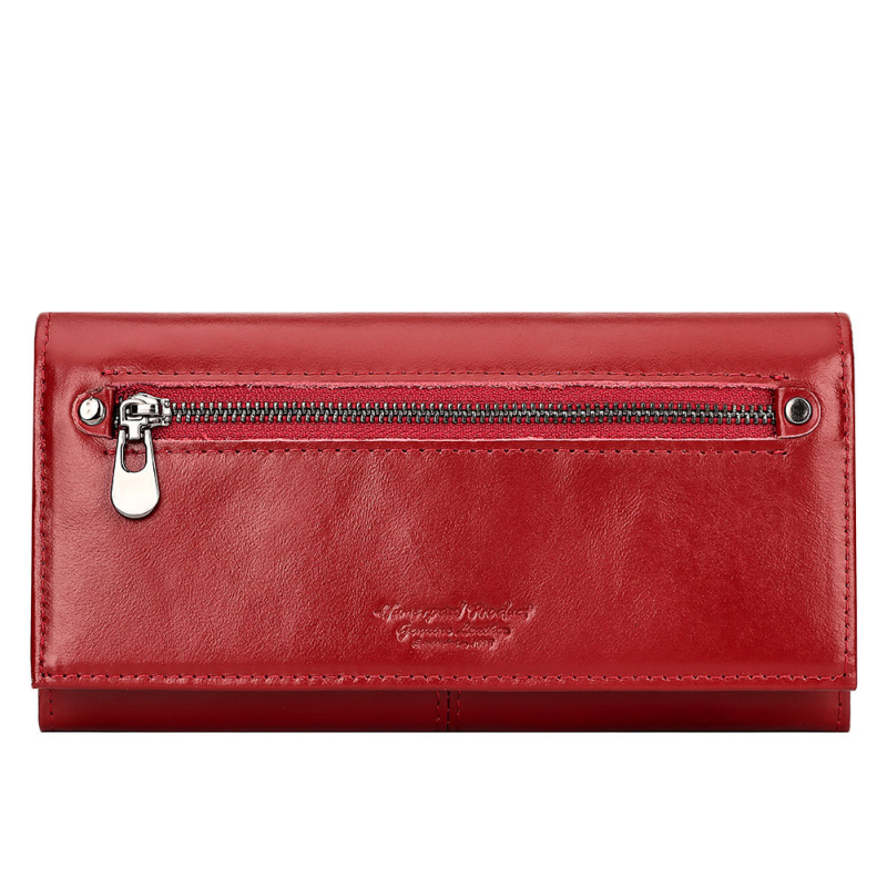 BP838 Női valódi bőr clutch-pénztárca, felső réteg marhabőr, egyszínű dizájn, poliészter bélés, városi stílus, nagy kapacitás, HUMERPAUL