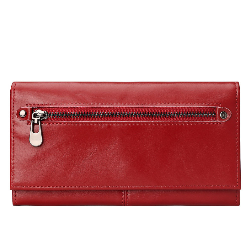 BP838 Női valódi bőr clutch-pénztárca, felső réteg marhabőr, egyszínű dizájn, poliészter bélés, városi stílus, nagy kapacitás, HUMERPAUL