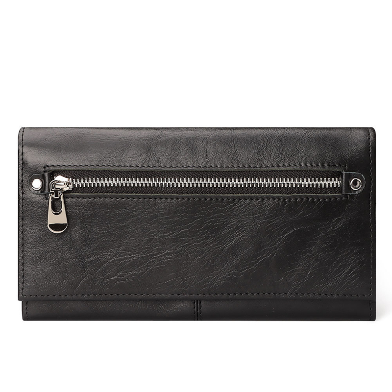 BP838 Női valódi bőr clutch-pénztárca, felső réteg marhabőr, egyszínű dizájn, poliészter bélés, városi stílus, nagy kapacitás, HUMERPAUL