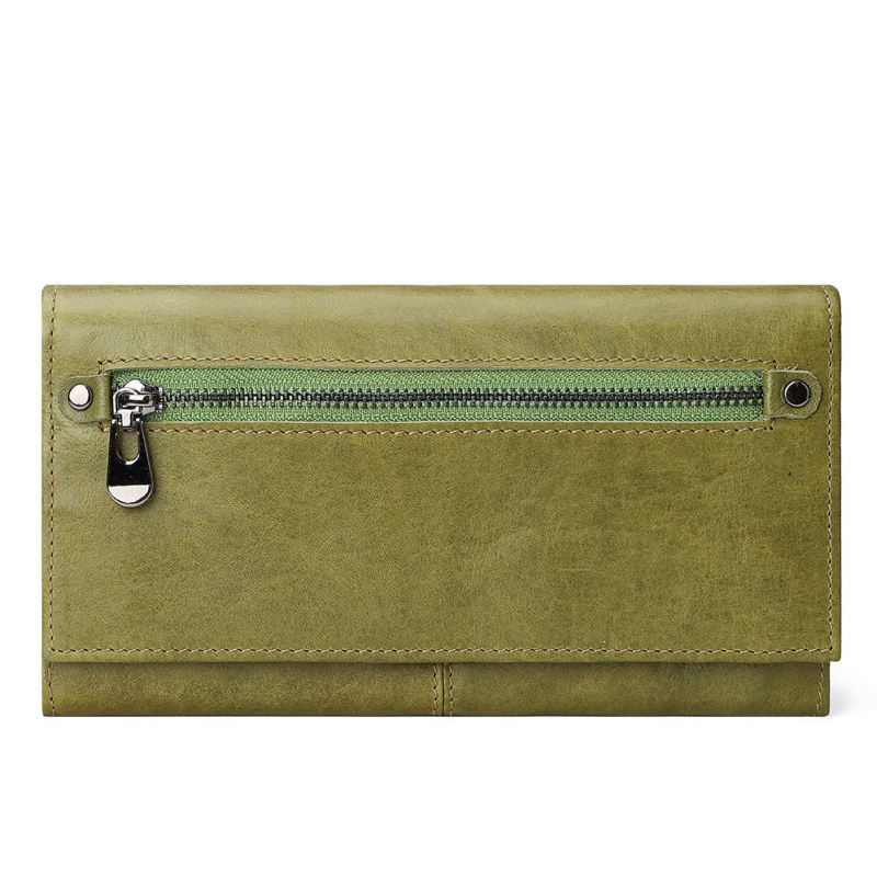 BP838 Női valódi bőr clutch-pénztárca, felső réteg marhabőr, egyszínű dizájn, poliészter bélés, városi stílus, nagy kapacitás, HUMERPAUL