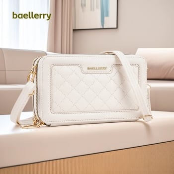 Geantă crossbody quiltată pentru femei Baellerry — PU, închidere cu fermoar, stil pătrat mic, buzunar intern pentru telefon și buzunar cu fermoar, căptușeală poliester