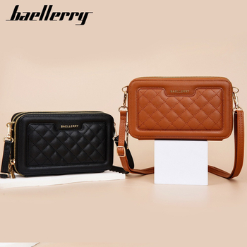 Geantă crossbody quiltată pentru femei Baellerry — PU, închidere cu fermoar, stil pătrat mic, buzunar intern pentru telefon și buzunar cu fermoar, căptușeală poliester