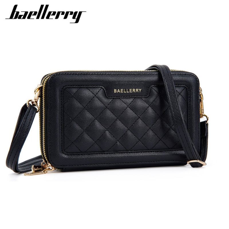 Geantă crossbody quiltată pentru femei Baellerry — PU, închidere cu fermoar, stil pătrat mic, buzunar intern pentru telefon și buzunar cu fermoar, căptușeală poliester