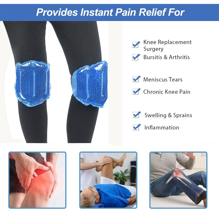 Kelio ledinė pagalvėlė su karšto ir šalto terapija, PVC ledo kristalų užpildas, palengvina kelio sąnario skausmą ir sportinių traumų fizioterapiją