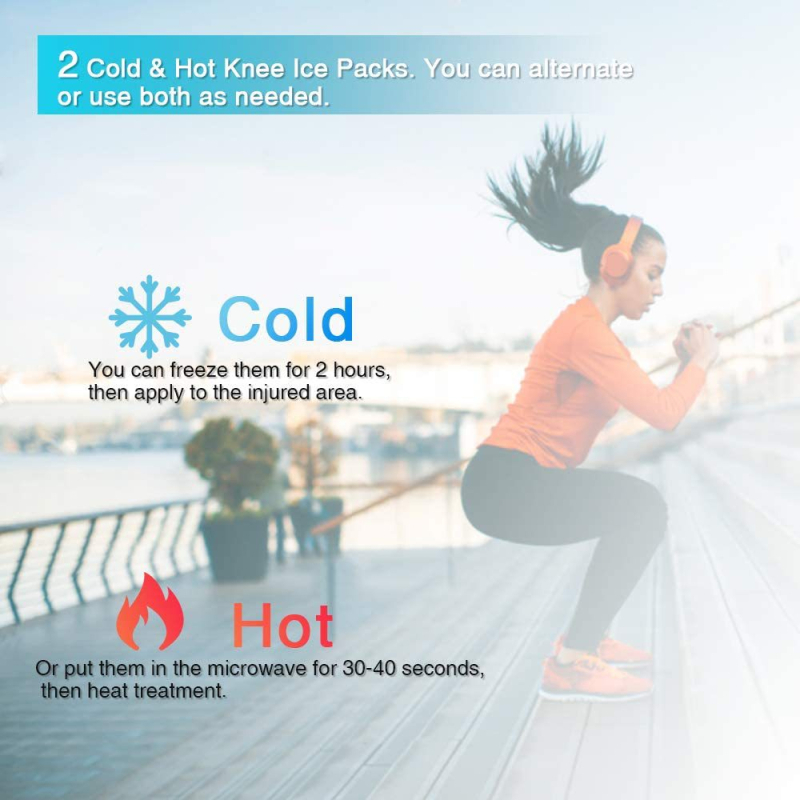 Kelio ledinė pagalvėlė su karšto ir šalto terapija, PVC ledo kristalų užpildas, palengvina kelio sąnario skausmą ir sportinių traumų fizioterapiją