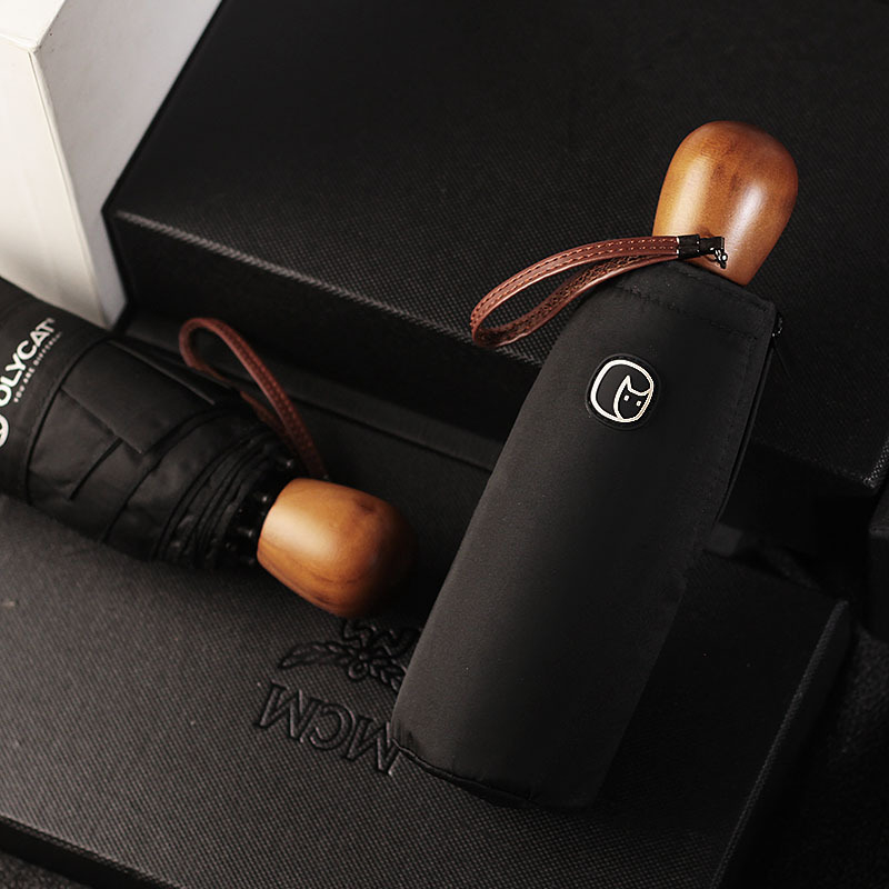 OLYCAT umbrelă pentru soare și ploaie cu 8 brațe, schelet din aliaj, rezistentă la vânt, țesătură fără adeziv (impact), mâner din lemn