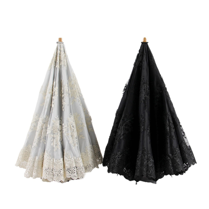 Vestuvinis skėtis su nėriniais, trilapis sulankstomas dizainas, 8 plieno rėmas, plieno kotas, plastinė rankena, audinys 190T, UPF >40