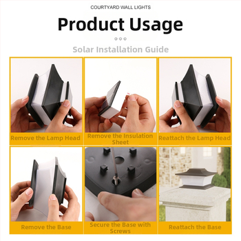 Ηλιακή λάμπα κολώνας για την πύλη της βίλας – LED, 5W, 1.2V, 6–12 ώρες φωτισμού, ανθεκτική στις καιρικές συνθήκες