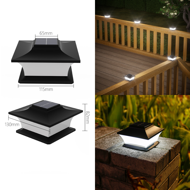 Соларна колонна лампа за порта на вилата – LED, 5W, 1.2V, време на светене 6–12 ч, водоустойчива