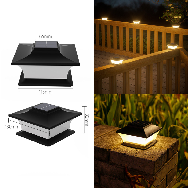 Соларна колонна лампа за порта на вилата – LED, 5W, 1.2V, време на светене 6–12 ч, водоустойчива