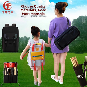 Чанта за барабанни палки и марамба – голям капацитет, 12 части, водоустойчива нейлон/канва/кожа, преносима с извита презрамка