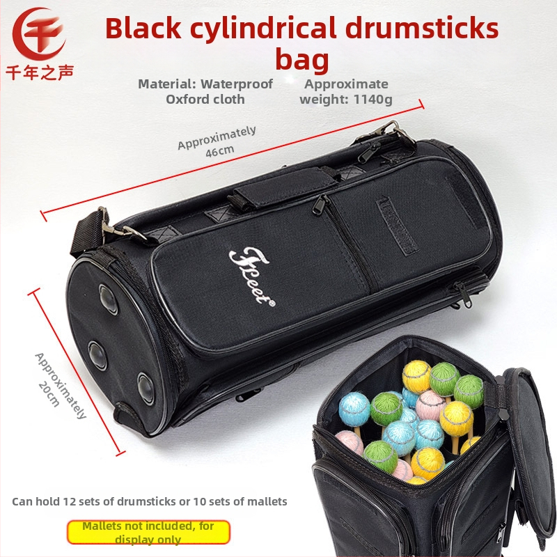 Чанта за барабанни палки и марамба – голям капацитет, 12 части, водоустойчива нейлон/канва/кожа, преносима с извита презрамка