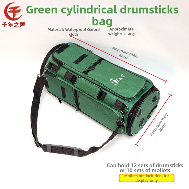Чанта за барабанни палки и марамба – голям капацитет, 12 части, водоустойчива нейлон/канва/кожа, преносима с извита презрамка