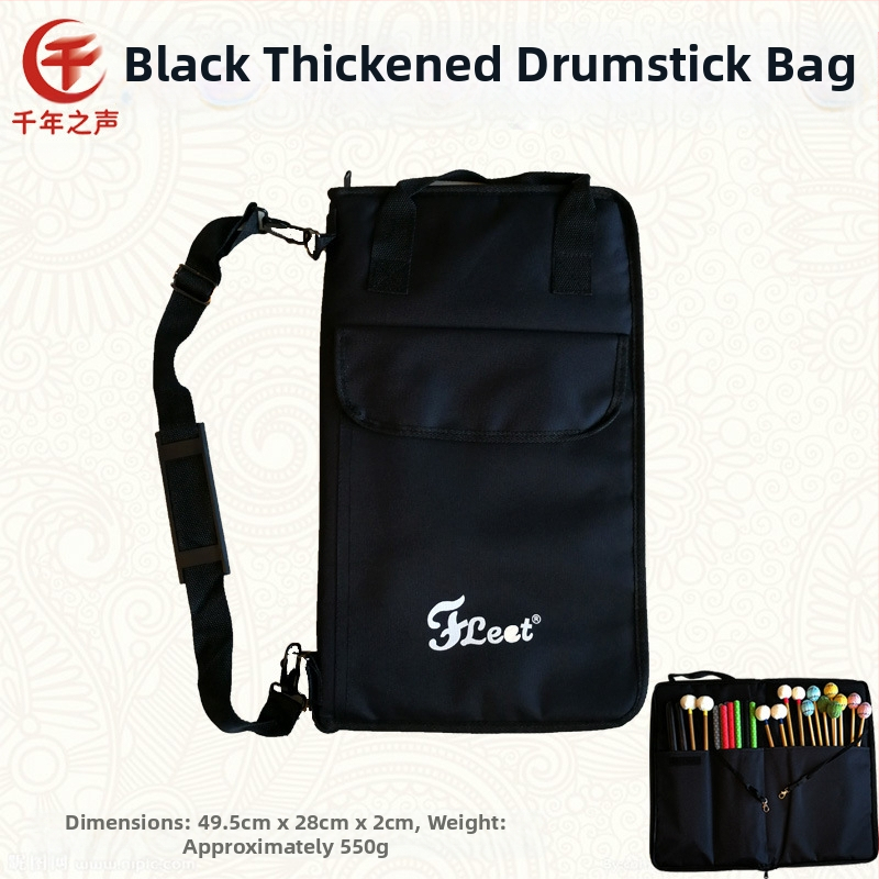 Чанта за барабанни палки и марамба – голям капацитет, 12 части, водоустойчива нейлон/канва/кожа, преносима с извита презрамка