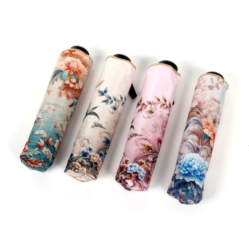 Kompaktinis saulės skėtis su 8 plieno rėmais, 190T audinys, UV apsauga UPF 50+, logotipo spauda