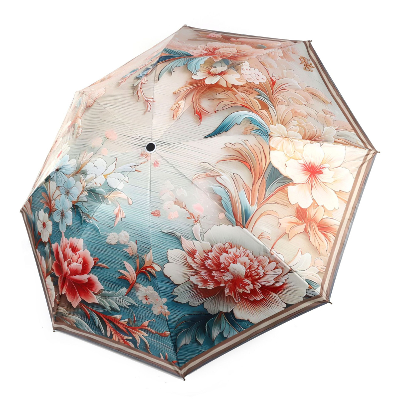 Kompaktinis saulės skėtis su 8 plieno rėmais, 190T audinys, UV apsauga UPF 50+, logotipo spauda