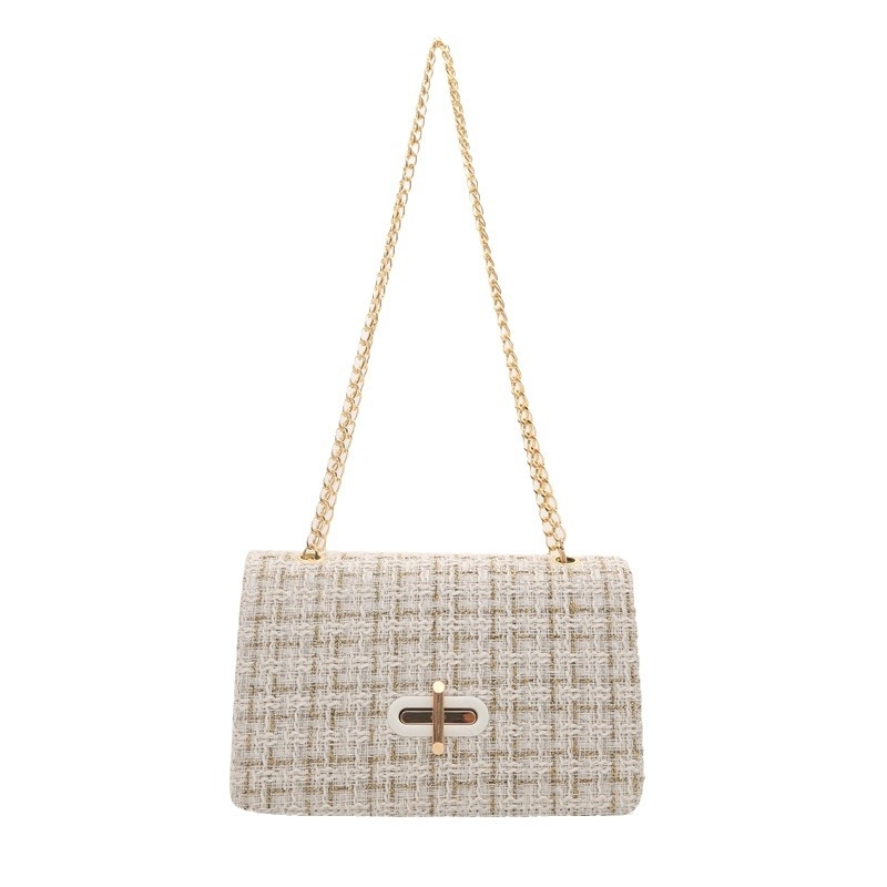 Geantă de umăr cu lanț, inspirată de Chanel, stil street-trend, formă orizontal pătrată, primăvara 2024, închidere cu lacăt, căptușeală poliester, buzunar intern pentru telefon