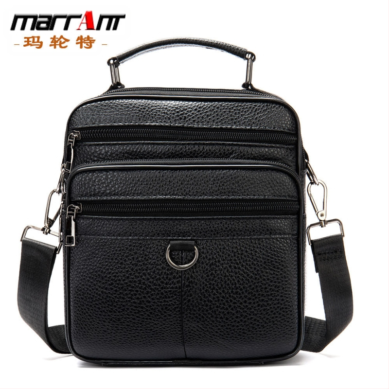 Férfi váll-táska valódi bőrből, első réteg borjúbőrből, vízálló és kopásálló, bővíthető