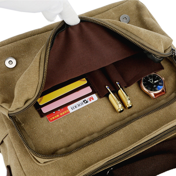 Мъжка кръстосана чанта през рамо от платно - издръжлива, за пътуване, лаптоп-съвместима, подплата полиестер-памук