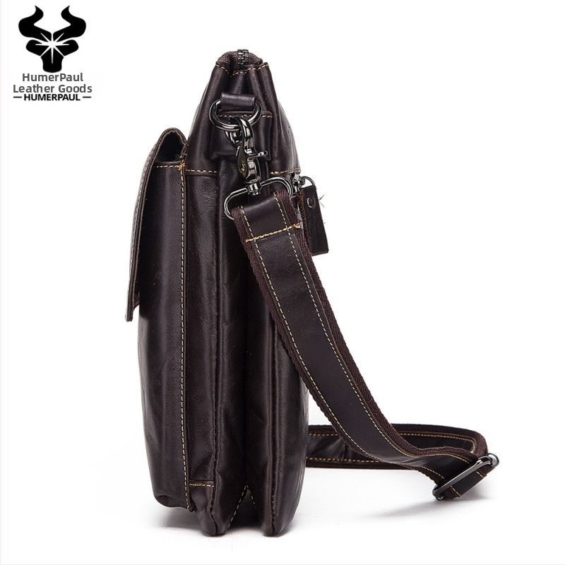 Pánska taška cez rameno z pravej kože, vrchný vrstva hovädzej kože, model HL-MH553, vnútorná látka Polyester, jednofarebný dizajn