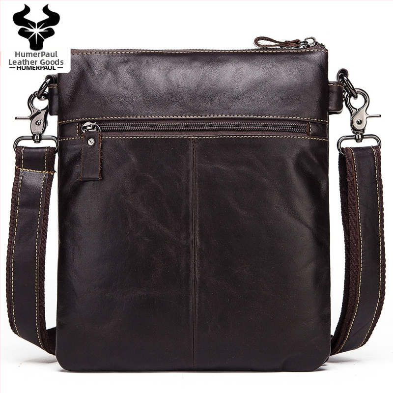 Pánska taška cez rameno z pravej kože, vrchný vrstva hovädzej kože, model HL-MH553, vnútorná látka Polyester, jednofarebný dizajn