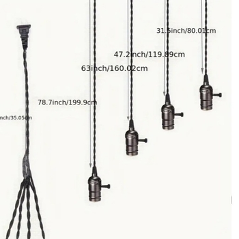 Kabel lampe s okretnim prekidačem, 110-250V, 4A, pleteni kabel + metal + plast, otporan na 210°C