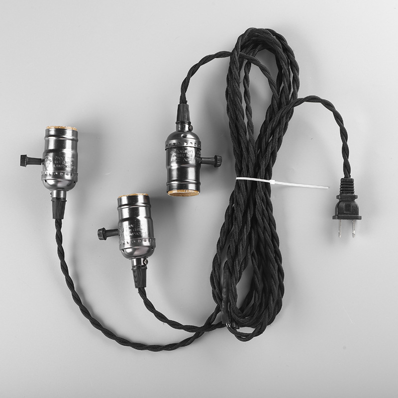 Kabel lampe s okretnim prekidačem, 110-250V, 4A, pleteni kabel + metal + plast, otporan na 210°C