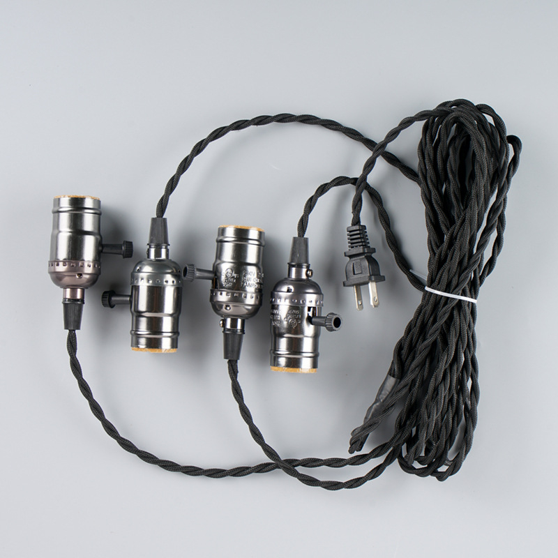 Kabel lampe s okretnim prekidačem, 110-250V, 4A, pleteni kabel + metal + plast, otporan na 210°C